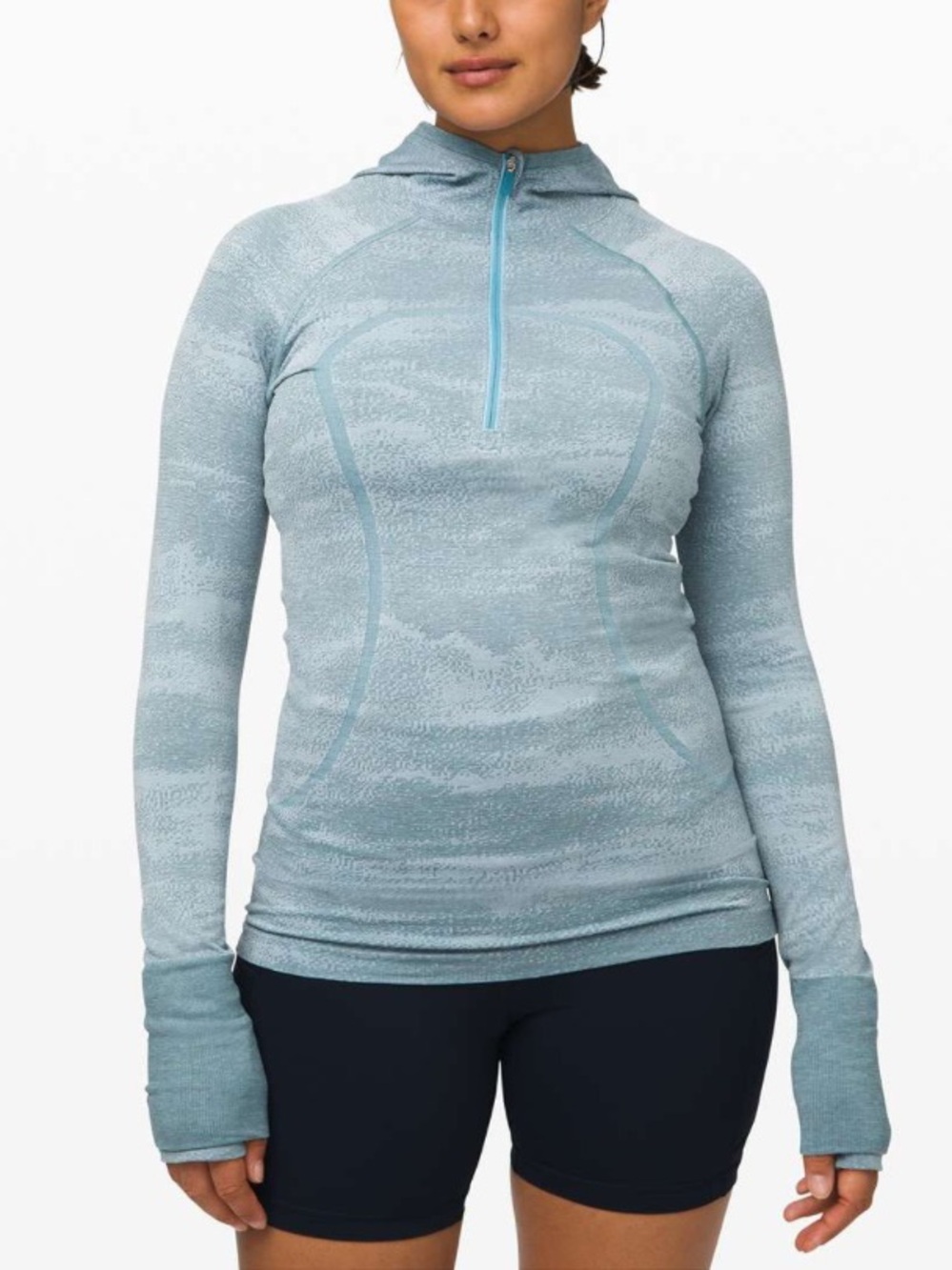 Lululemon Swiftly Speed Hooded 1/2 Zip *Water Resistant
Aqua Smoke / White / Cad